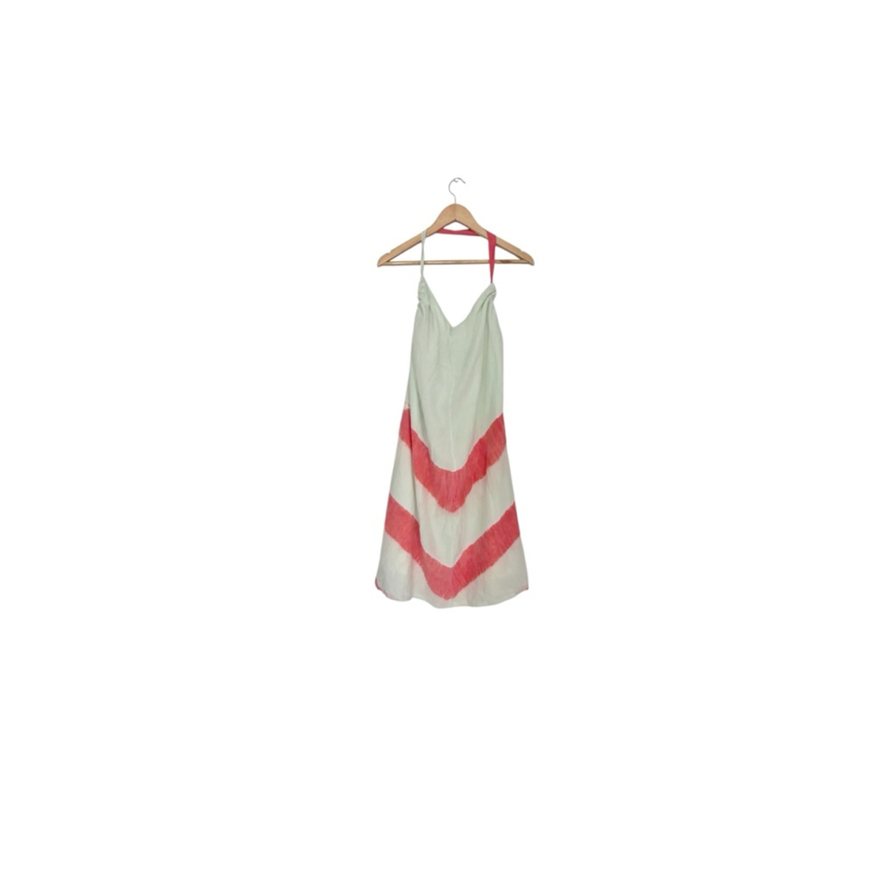 Gypsy 05 silk Dress Size L Green & Pink Halter Sundress. Women's